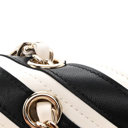 Chanel Lambskin Chevron Stitched Flap White Black 11 of 14