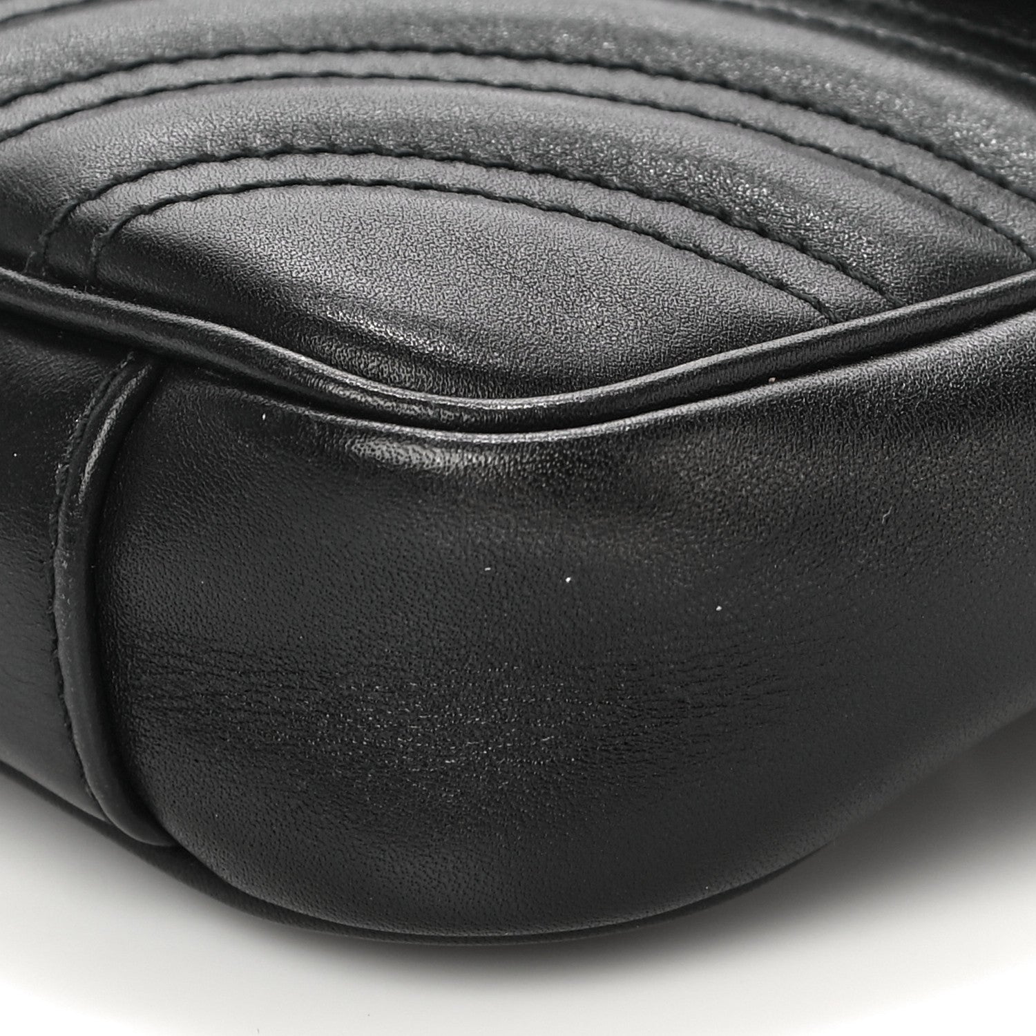Gucci Calfskin Matelasse Pearly GG Marmont Chain Belt Bag Black 11 of 23