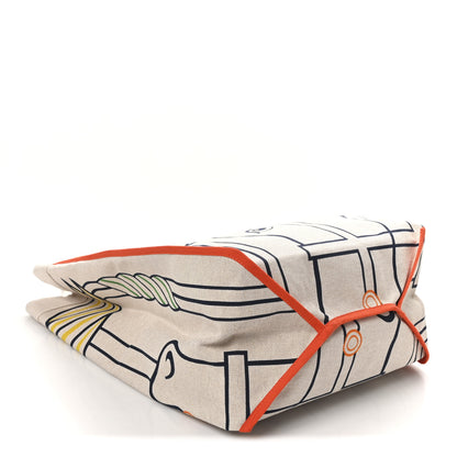 Hermes H Canvas Quadrige Beach Bag Bleu Jaune Rose 4 of 9
