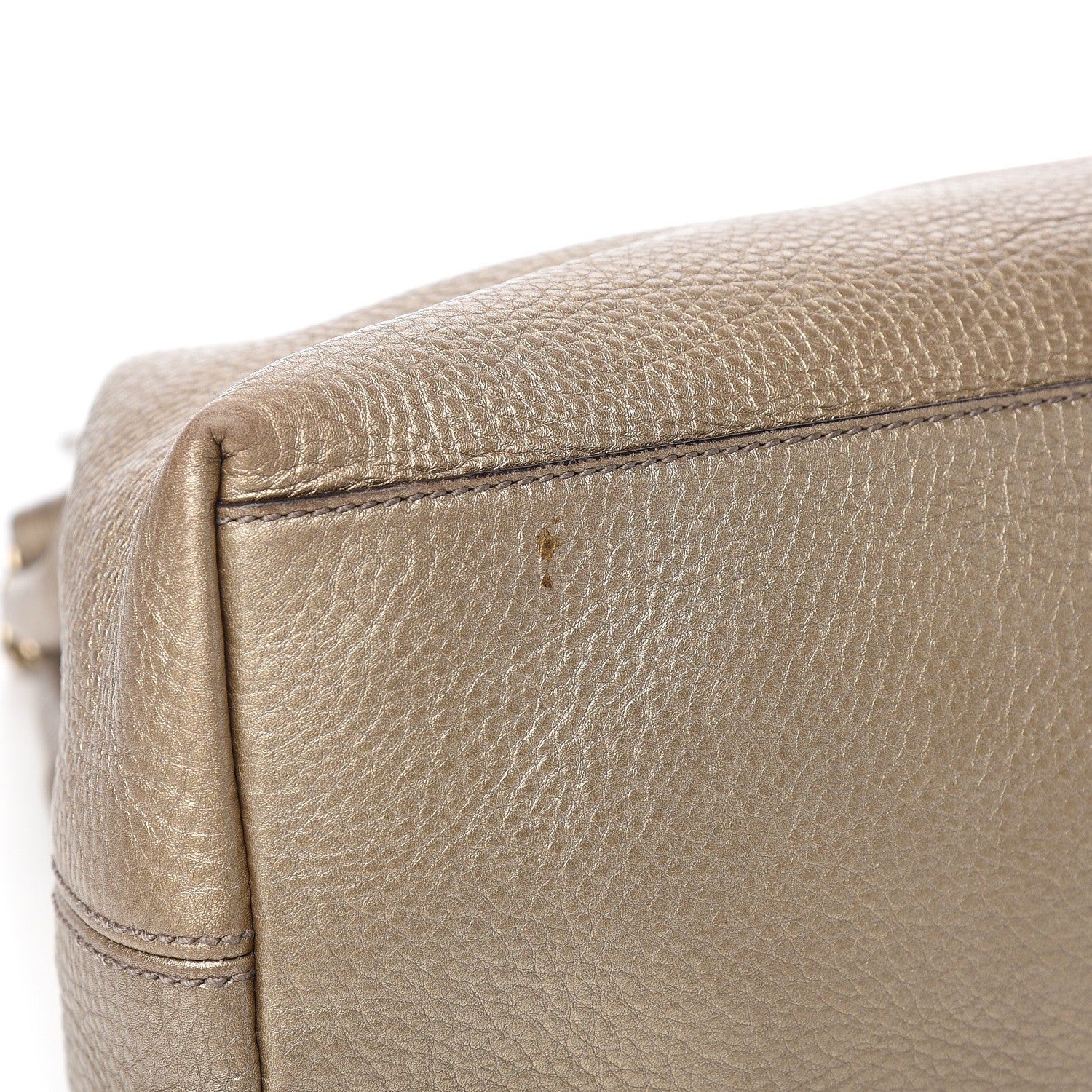 Gucci Metallic Pebbled Calfskin Medium Soho Chain Shoulder Bag Golden Beige 13 of 17