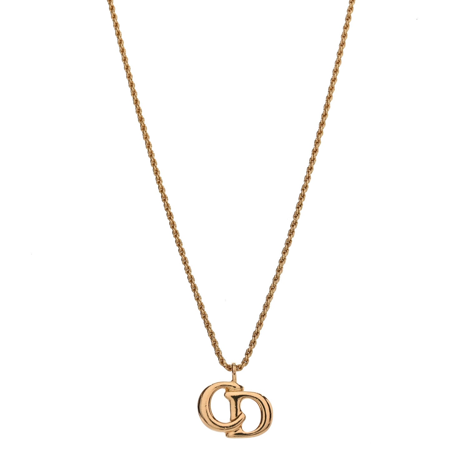 Christian Dior DIOR Metal CD Logo Pendant Necklace Gold 1 of 4