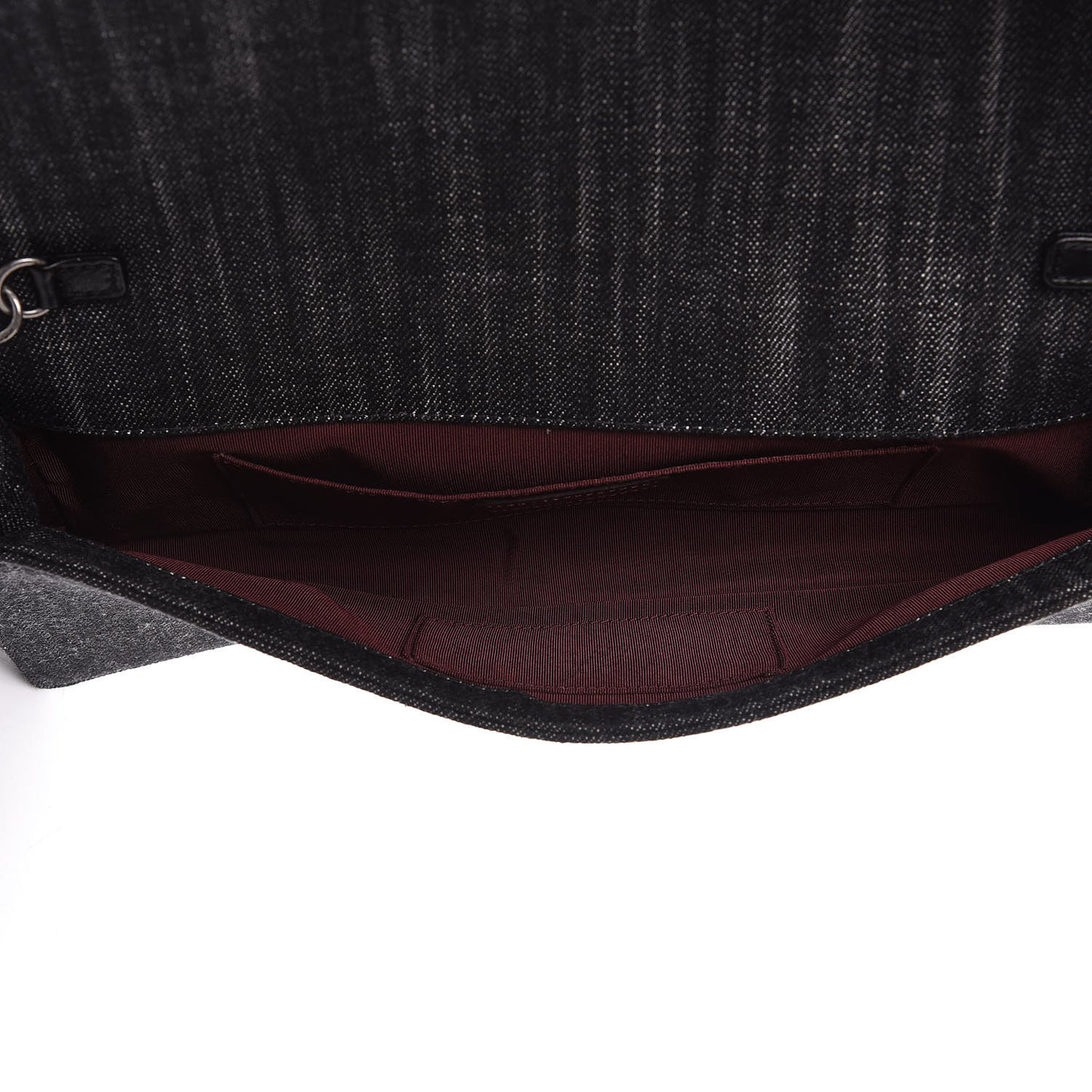 Denim Quilted Boy Clutch With Removable Chain Black