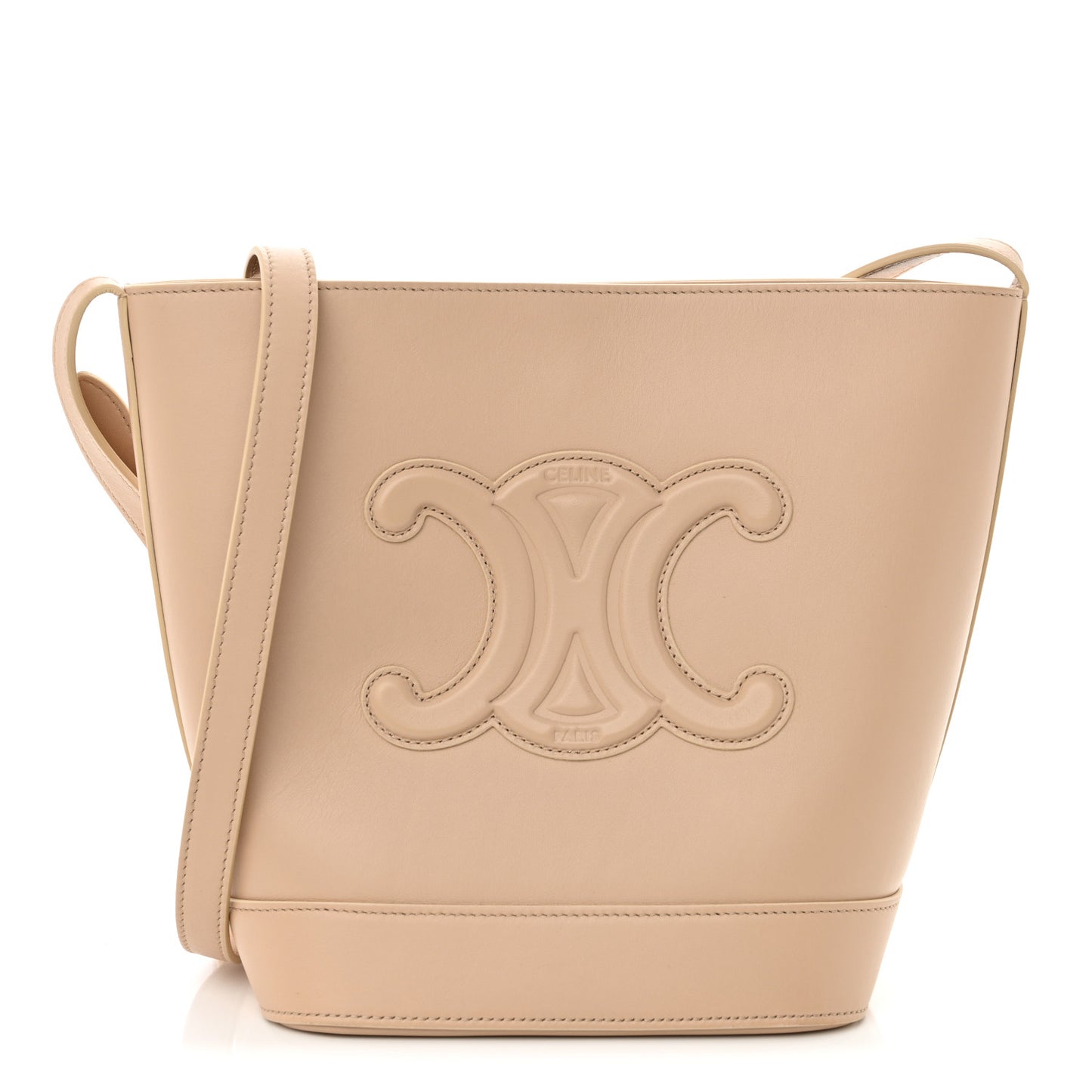 Smooth Calfskin Small Cuir Triomphe Bucket Bag Brown Sepia