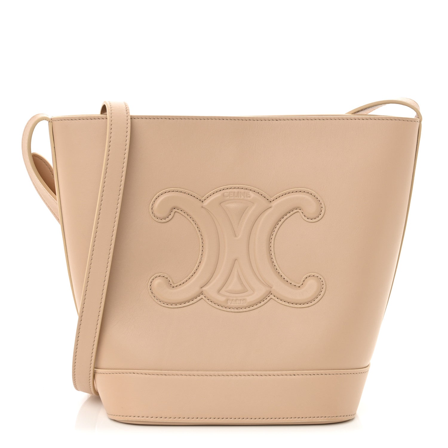 Celine Smooth Calfskin Small Cuir Triomphe Bucket Bag Brown Sepia 1 of 10