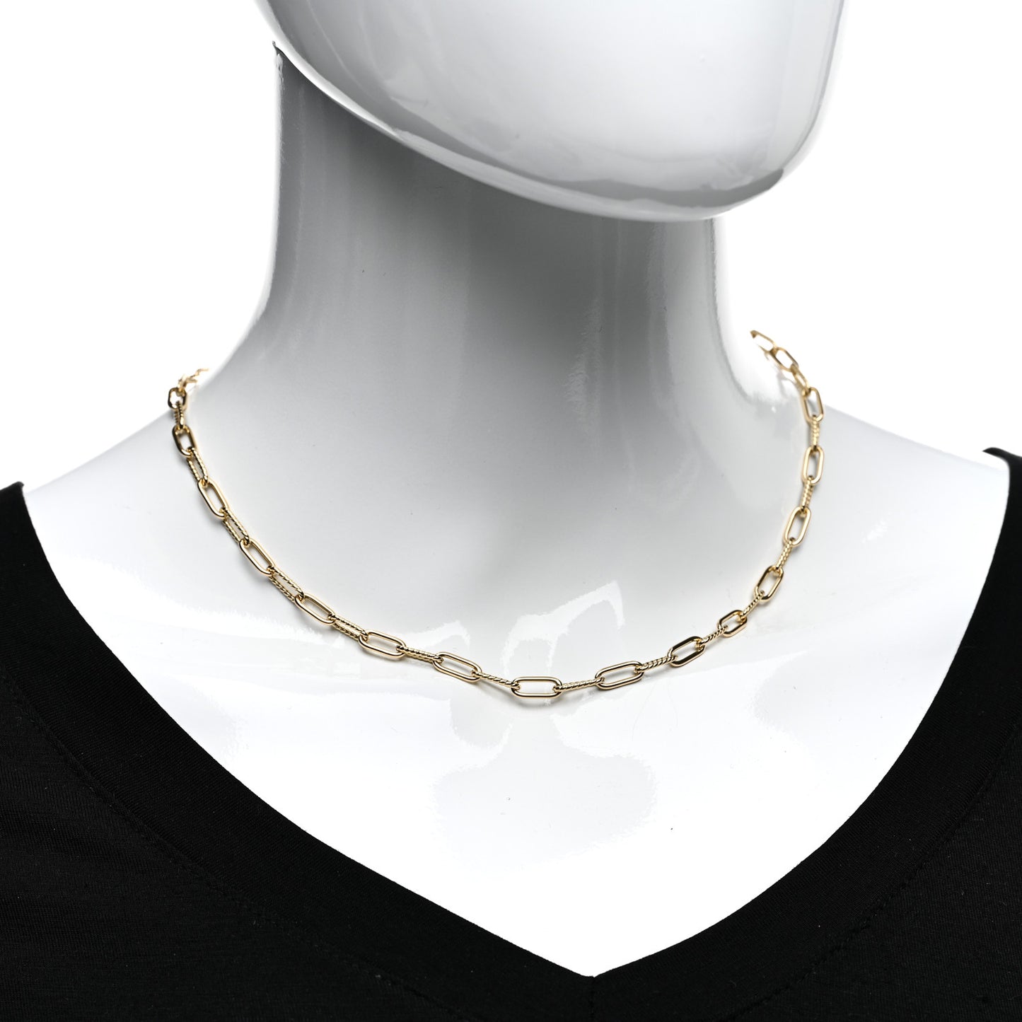 18K Yellow Gold Paper Clip Link Necklace