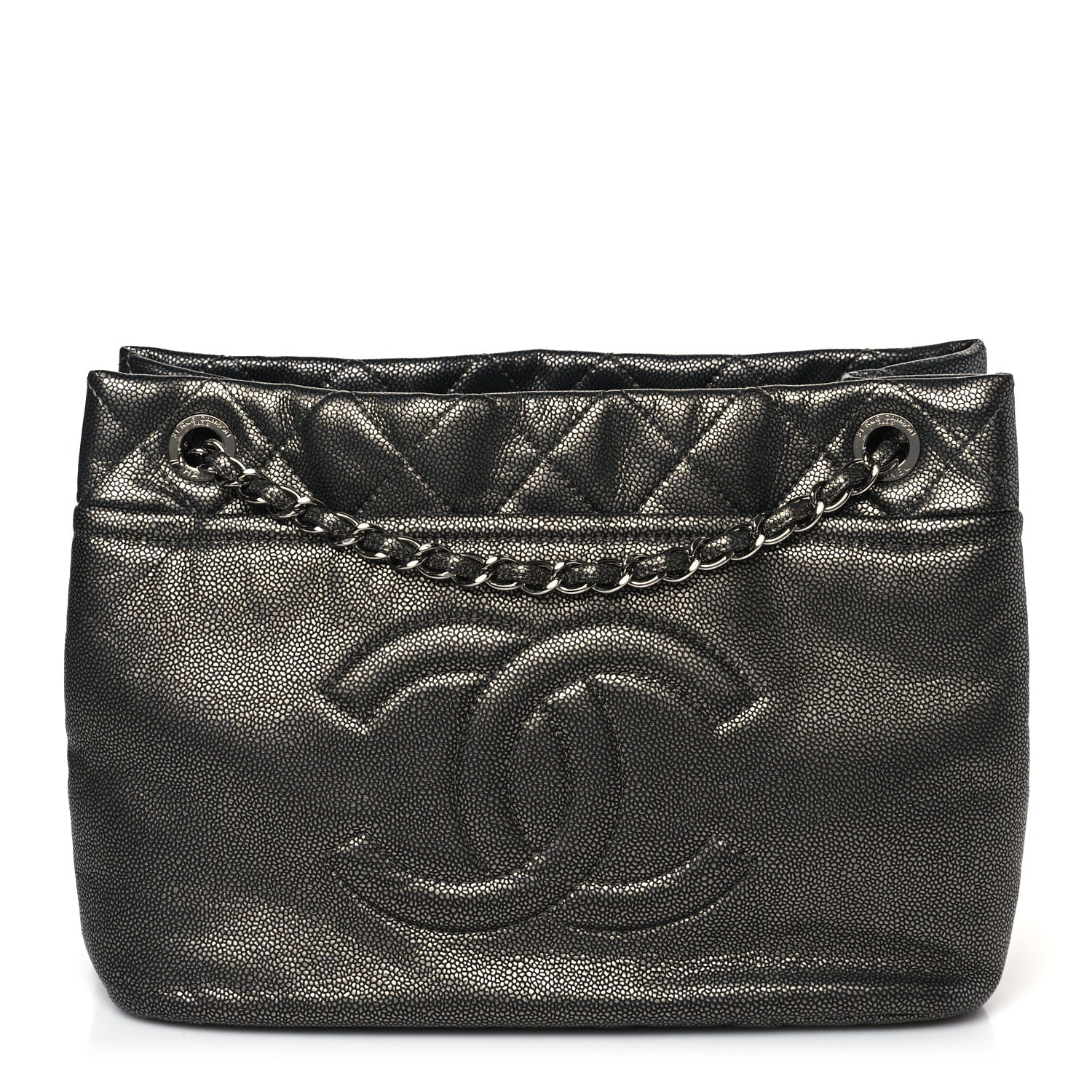 Chanel Metallic Caviar Quilted CC Timeless Tote Dark Silver 1 of 9