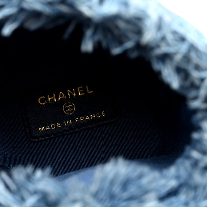 Chanel Denim Quilted Mood Mini Bucket With Chain Blue Multicolor 5 of 9