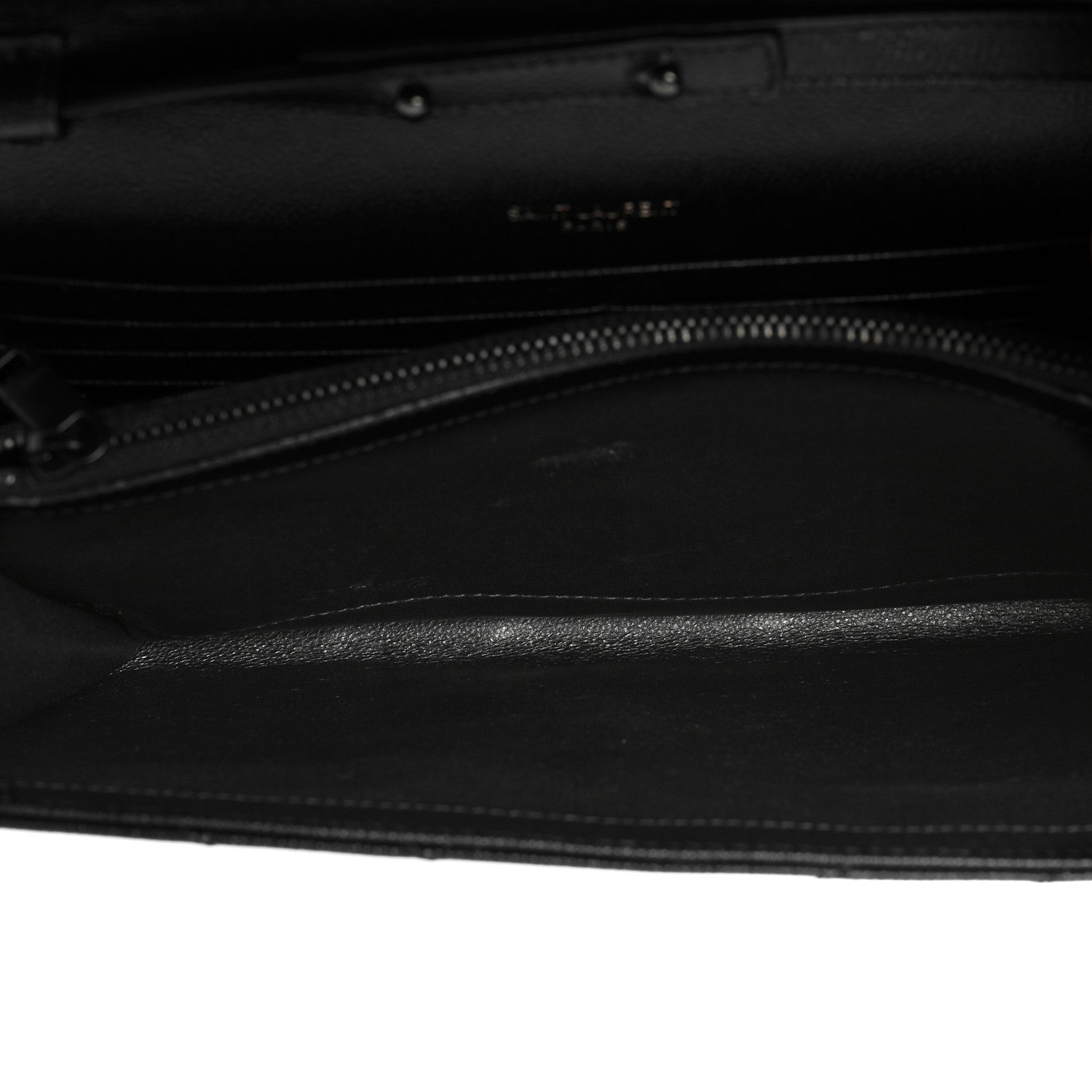 Saint Laurent Grain De Poudre Matelasse Chevron Monogram Chain Wallet Black 4 of 8
