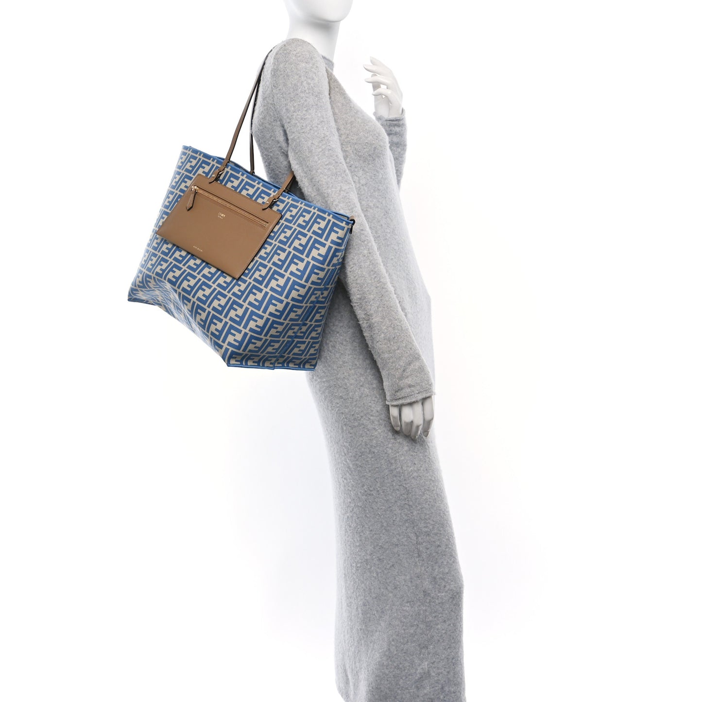 Pequin Vitello Reversible Large Shopping Tote Blue