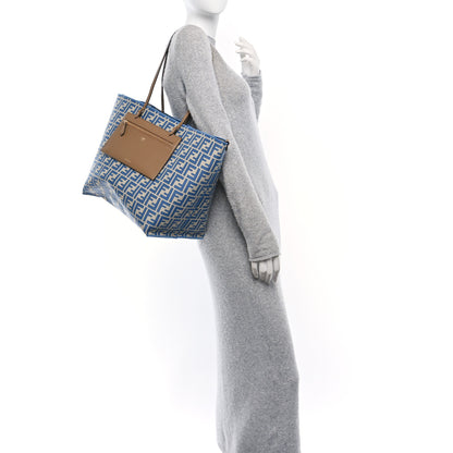 Fendi Pequin Vitello Reversible Large Shopping Tote Blue 2 of 17