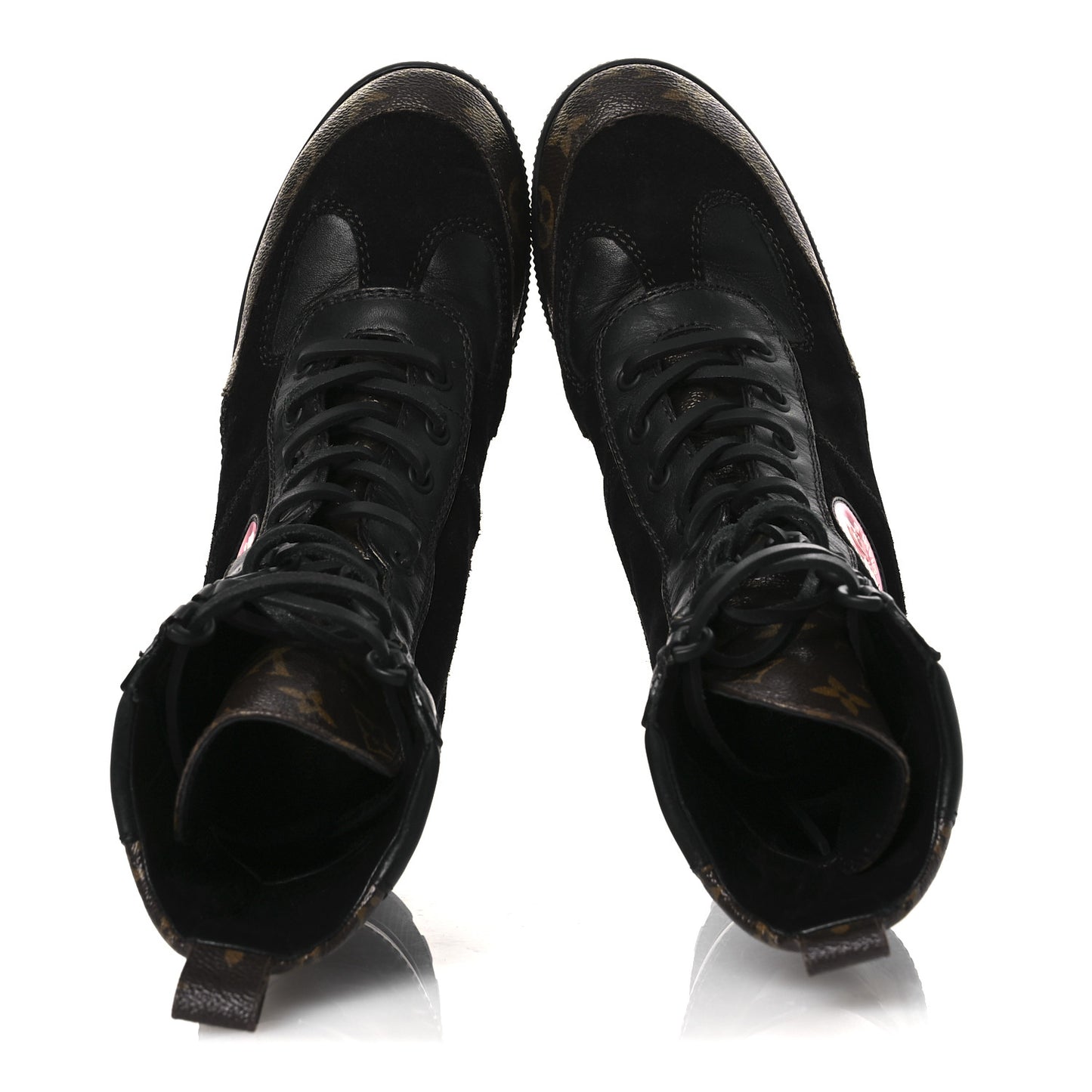Suede Calfskin Monogram World Tour Platform Desert Boots 36.5 Black