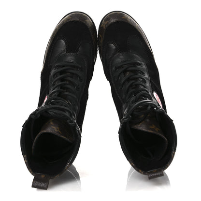 Louis Vuitton Suede Calfskin Monogram World Tour Platform Desert Boots 36.5 Black 2 of 14