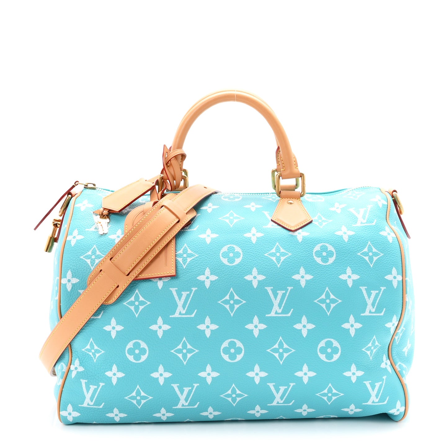 Calfskin Monogram Speedy P9 Bandouliere 40 Turquoise
