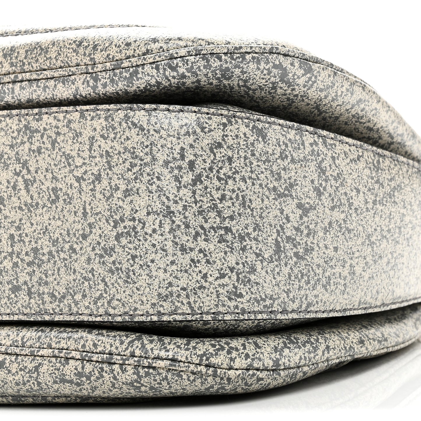 Calfskin Large New Bamboo Top Handle Bag Grey White