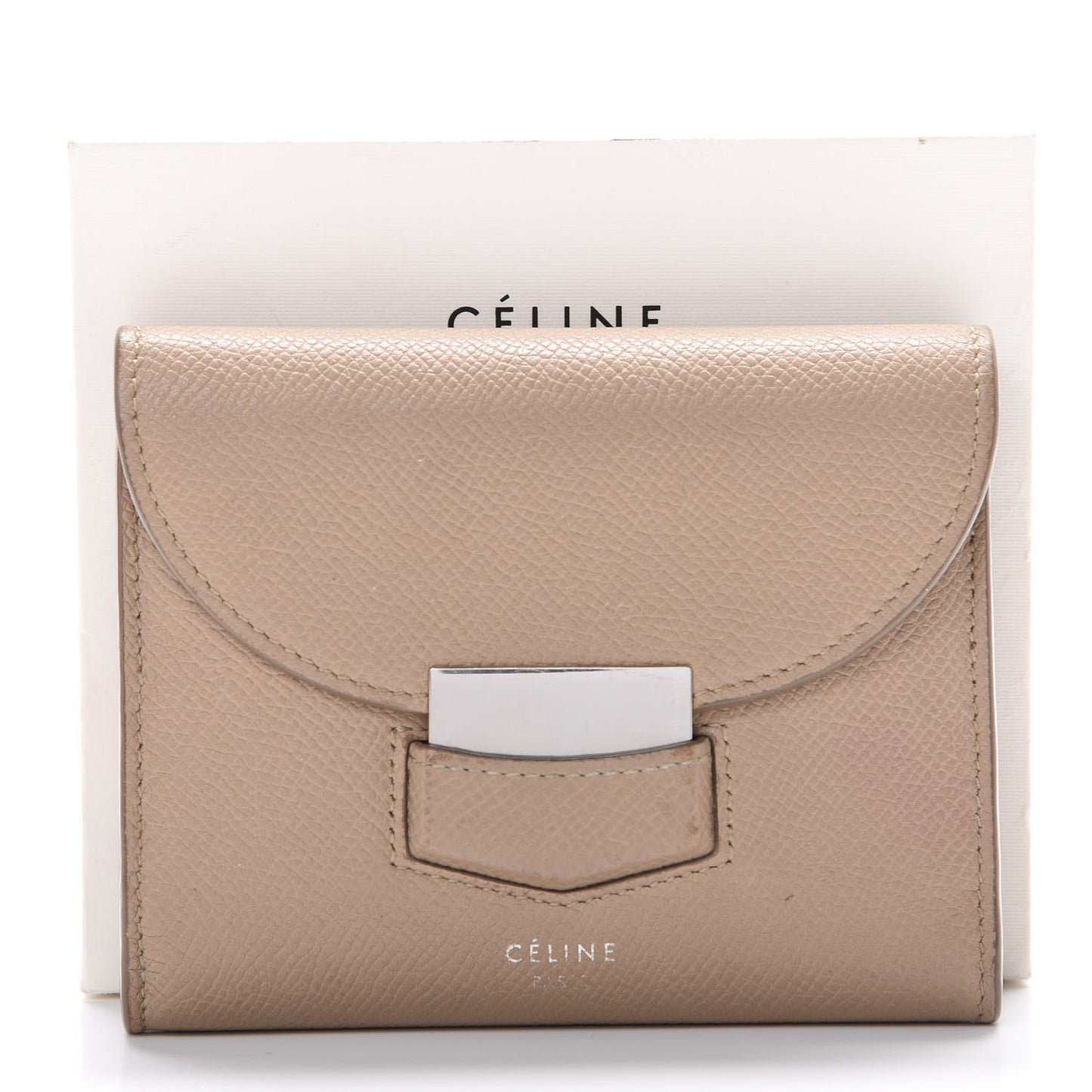 Grained Calfskin Small Trotteur Multifunction Flap Wallet Light Taupe