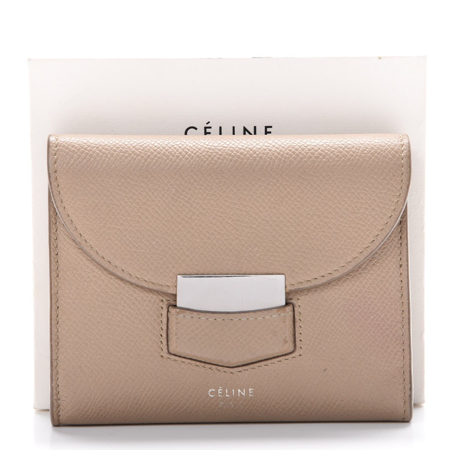 Celine Grained Calfskin Small Trotteur Multifunction Flap Wallet Light Taupe 9 of 9
