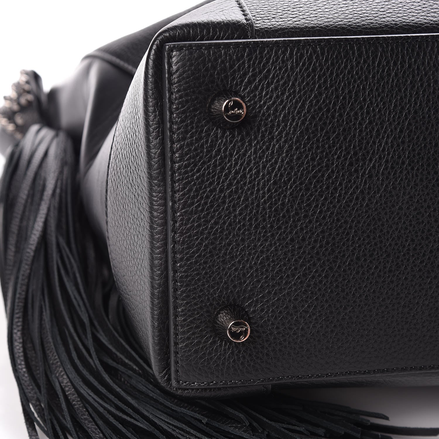 Christian Louboutin Empire Calf Spikes Fringe Eloise Hobo Black 8 of 9