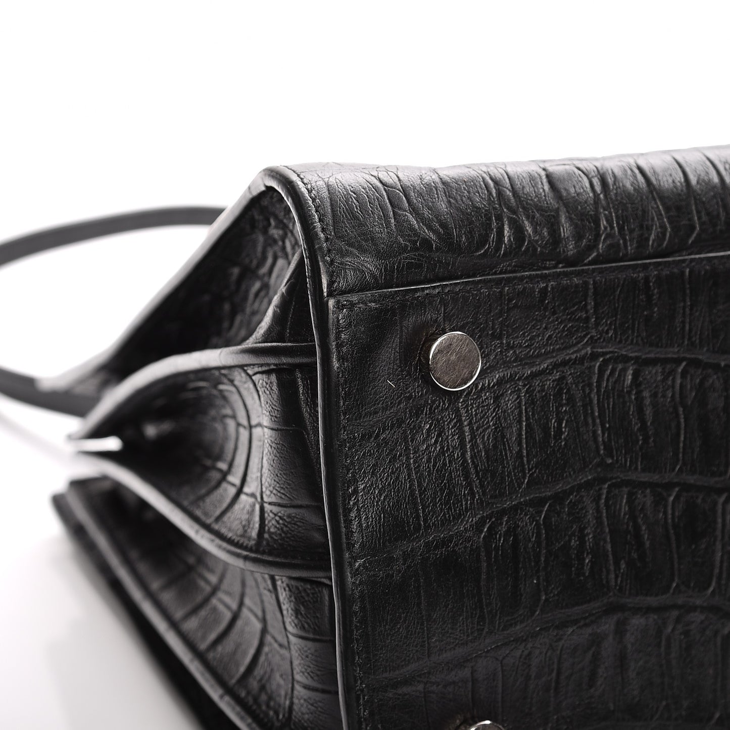 Calfskin Crocodile Embossed Small Sac de Jour Black