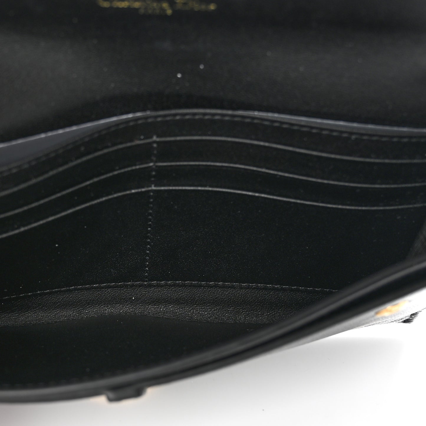 Grained Calfskin Saddle Chain Wallet Pouch Black