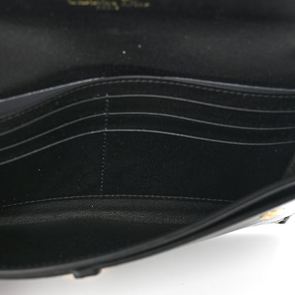 Christian Dior Grained Calfskin Saddle Chain Wallet Pouch Black 5 of 7