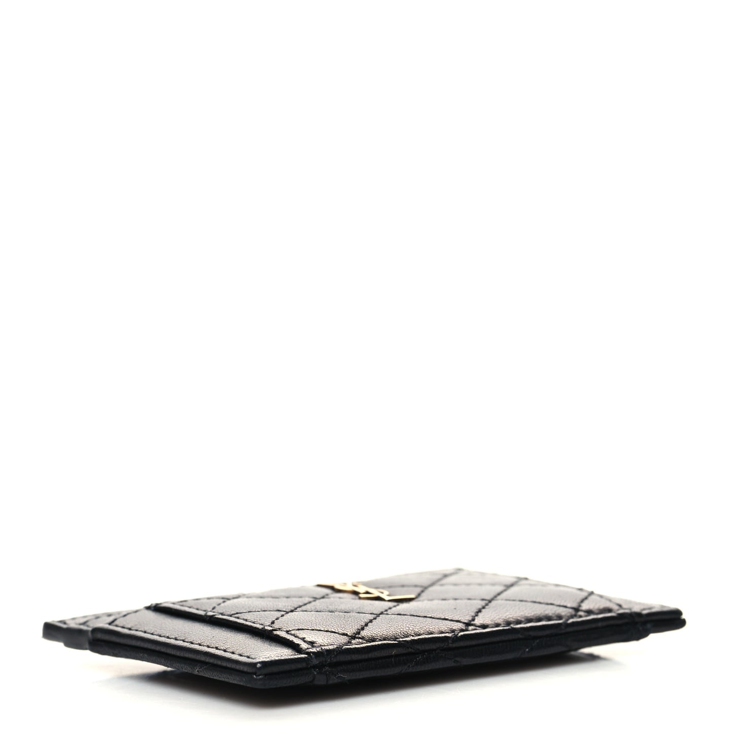 Lambskin Quilted Gaby Credit Card Case Black