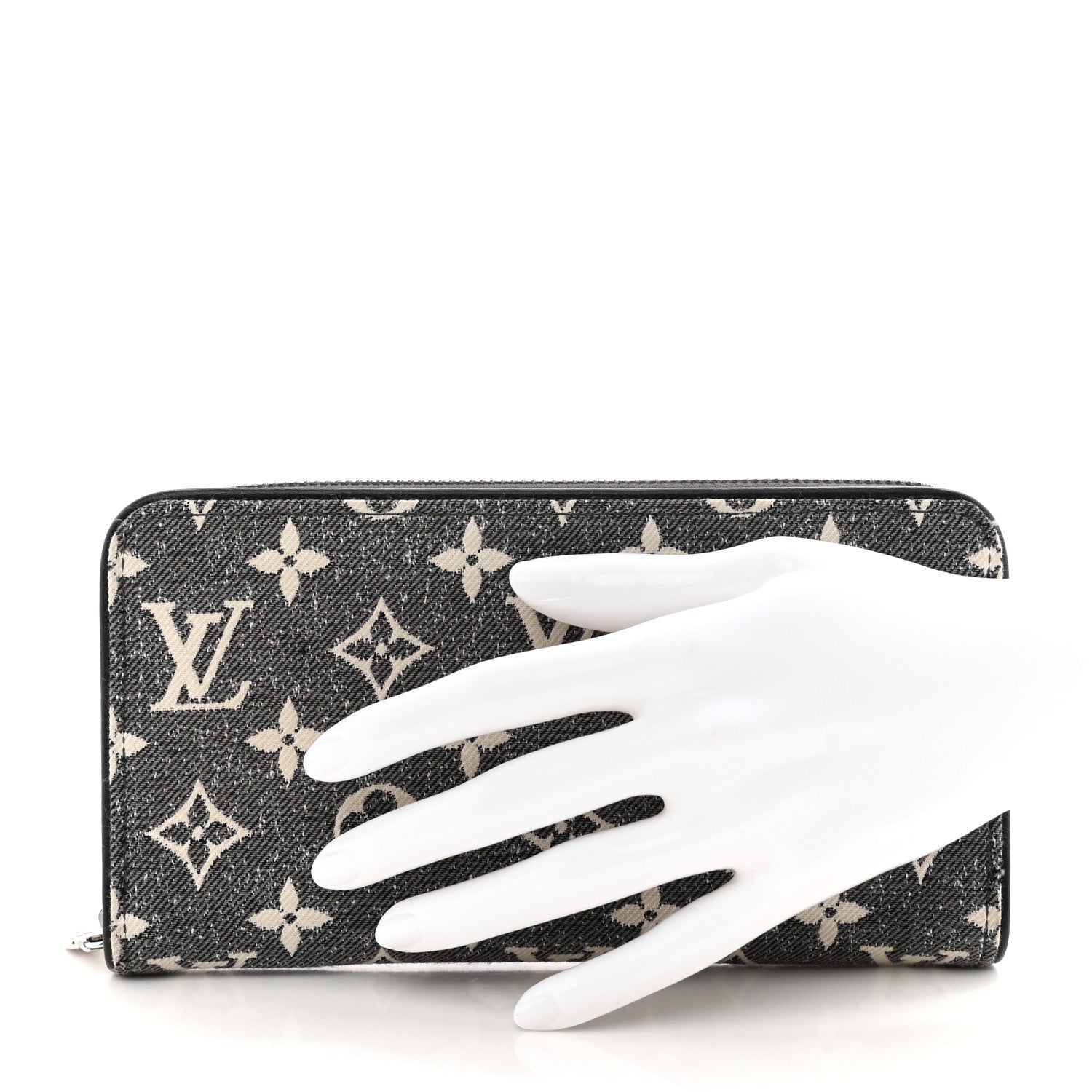 Louis Vuitton LOUIS VUITTON Denim Monogram Jacquard Zippy Wallet Grey 2 of 8