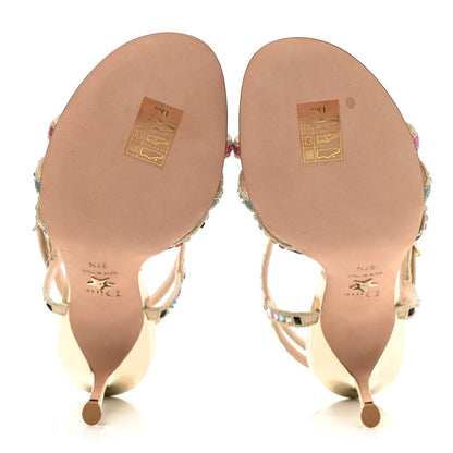 Christian Dior Metallic Calfskin Crystal Strap Sandal Pumps 37.5 Gold 7 of 7
