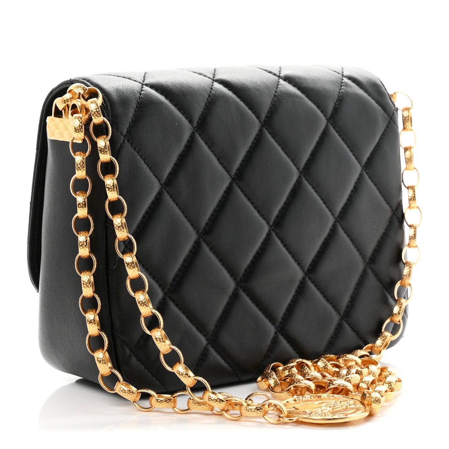 Lambskin Quilted Small CC Coin Flap Bag Black