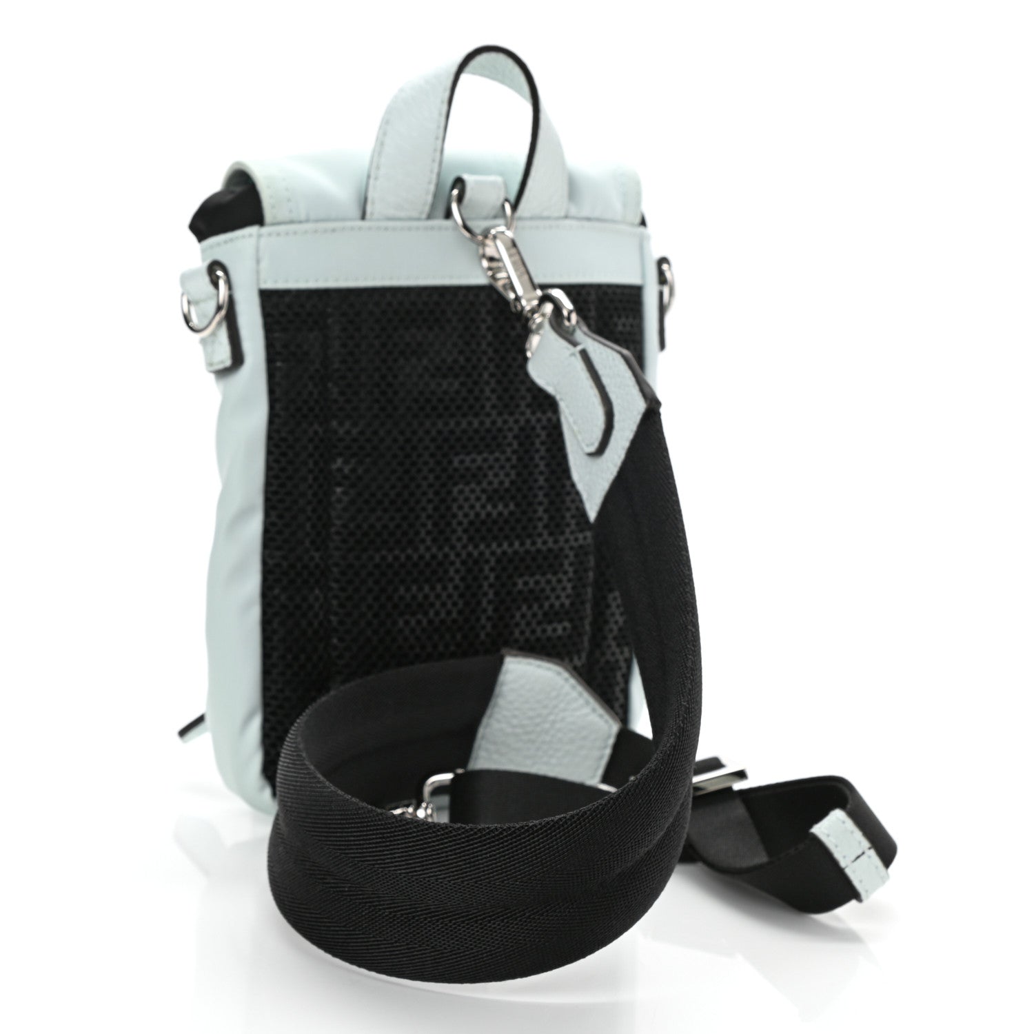 Fendi Econyl Nylon Santander Cuoio Roma Mini Fendiness Backpack Baleari Palladium Cyber Blue 3 of 9