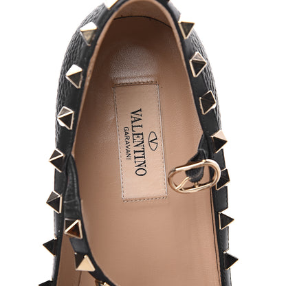 Valentino Garavani Pebbled Calfskin Rockstud Cage Ballerina Flats 37 Black 6 of 10