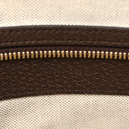 Gucci Monogram Jumbo GG Textured Dollar Calfskin Web Wristlet Messenger Bag Camel Ebony New Acero 7 of 11