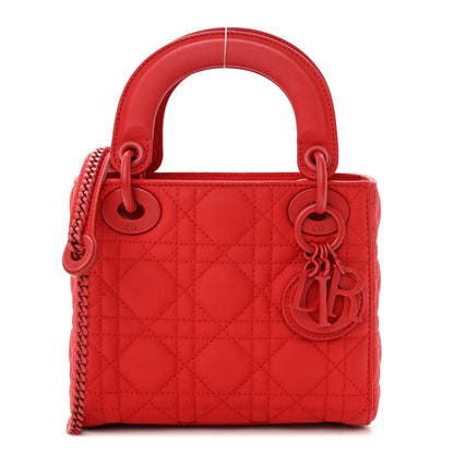 Christian Dior Ultra Matte Calfskin Cannage Mini Lady Dior Red 1 of 8