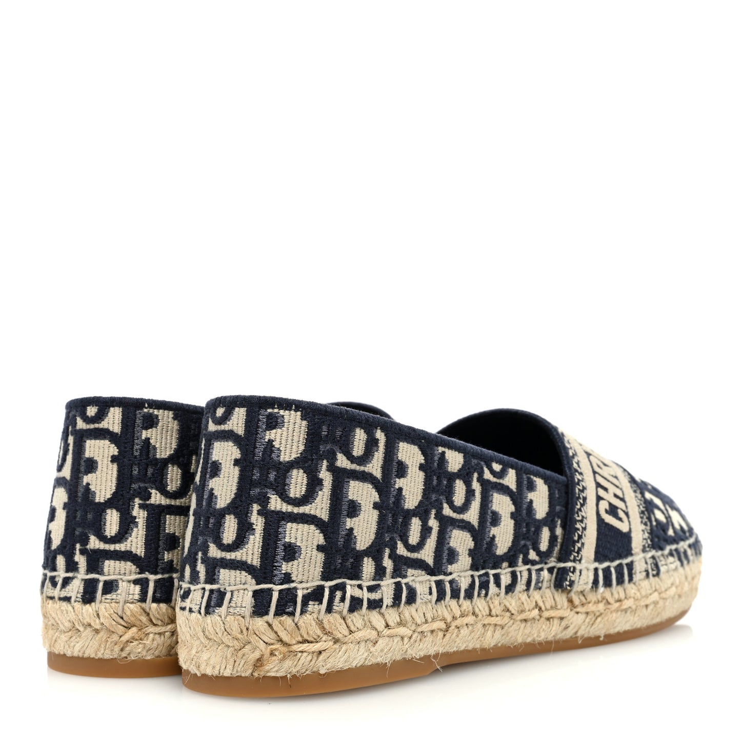 CHRISTIAN DIOR Oblique Embroidered Granville 15mm Espadrilles 39.5 Deep Blue