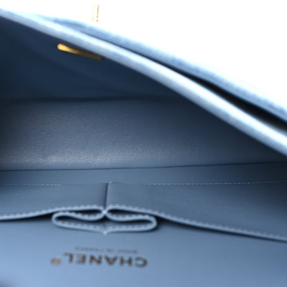 Chanel Printed Denim Quilted Medium Double Flap Light Blue 5 of 10