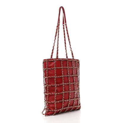 Chanel Lambskin Large Shopping Chain Tote Red 3 of 11