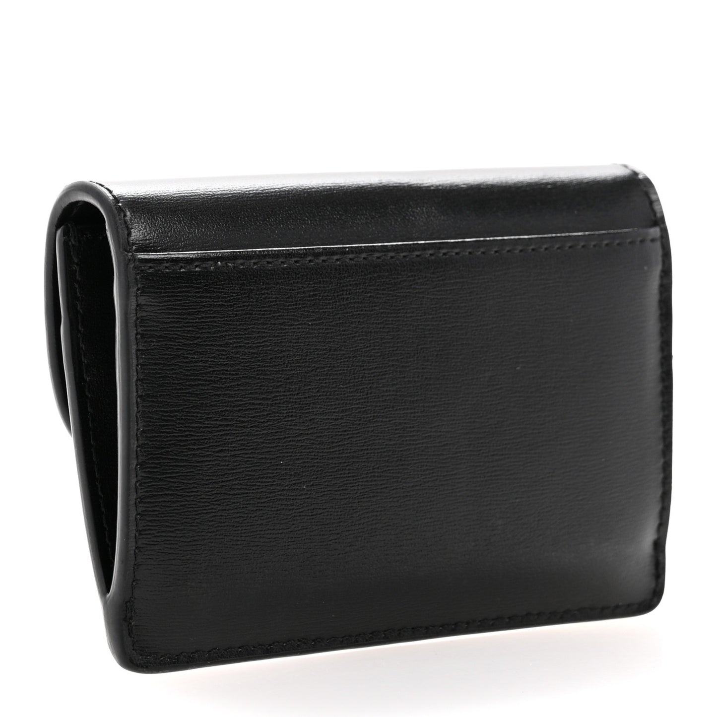 Shiny Calfskin Triomphe Flap Card Holder Black