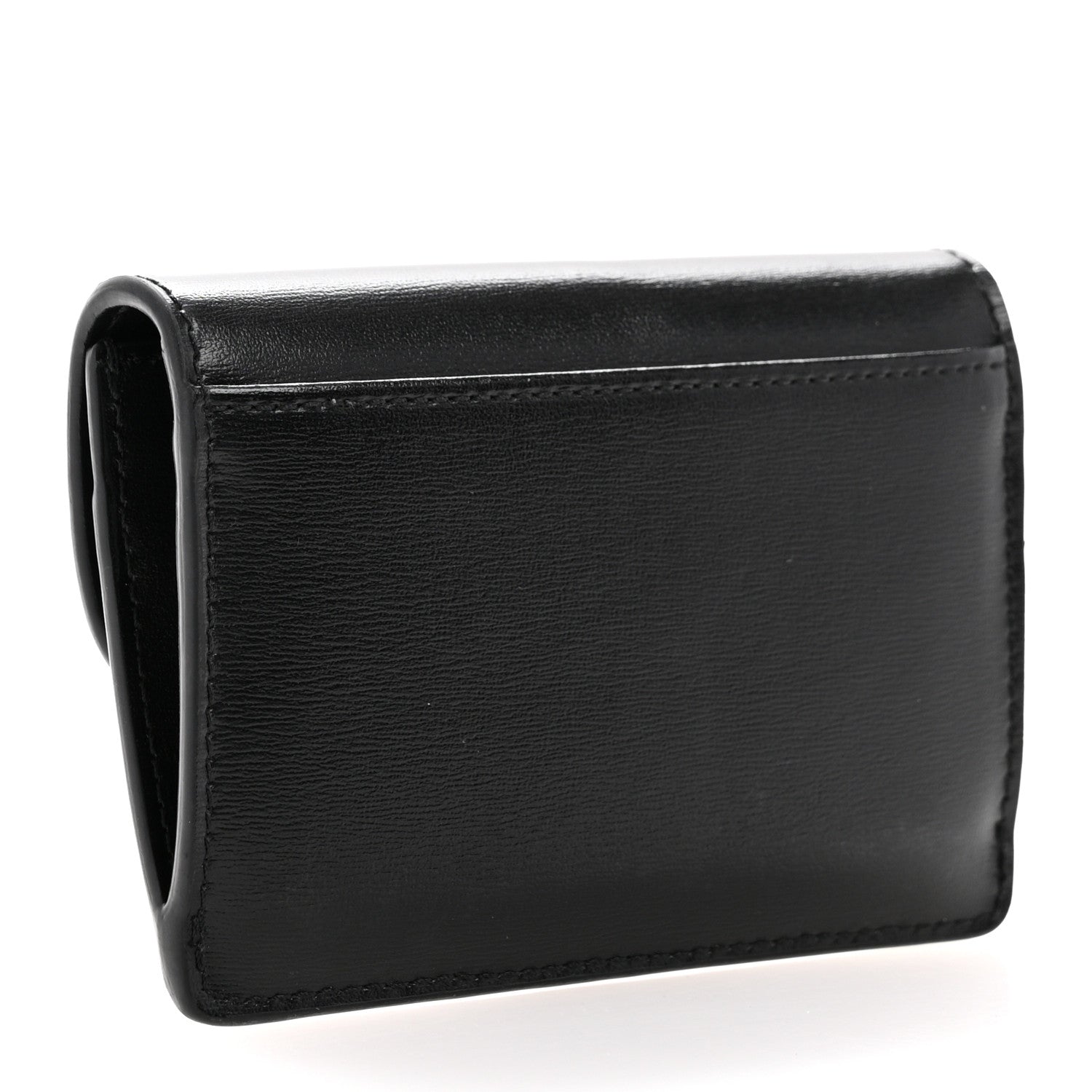 Celine Shiny Calfskin Triomphe Flap Card Holder Black 3 of 9