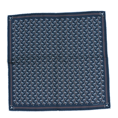 Hermes Silk Imprime Free Jump Pocket Square 45  Marine Bleu Moyen Rouge 1 of 4