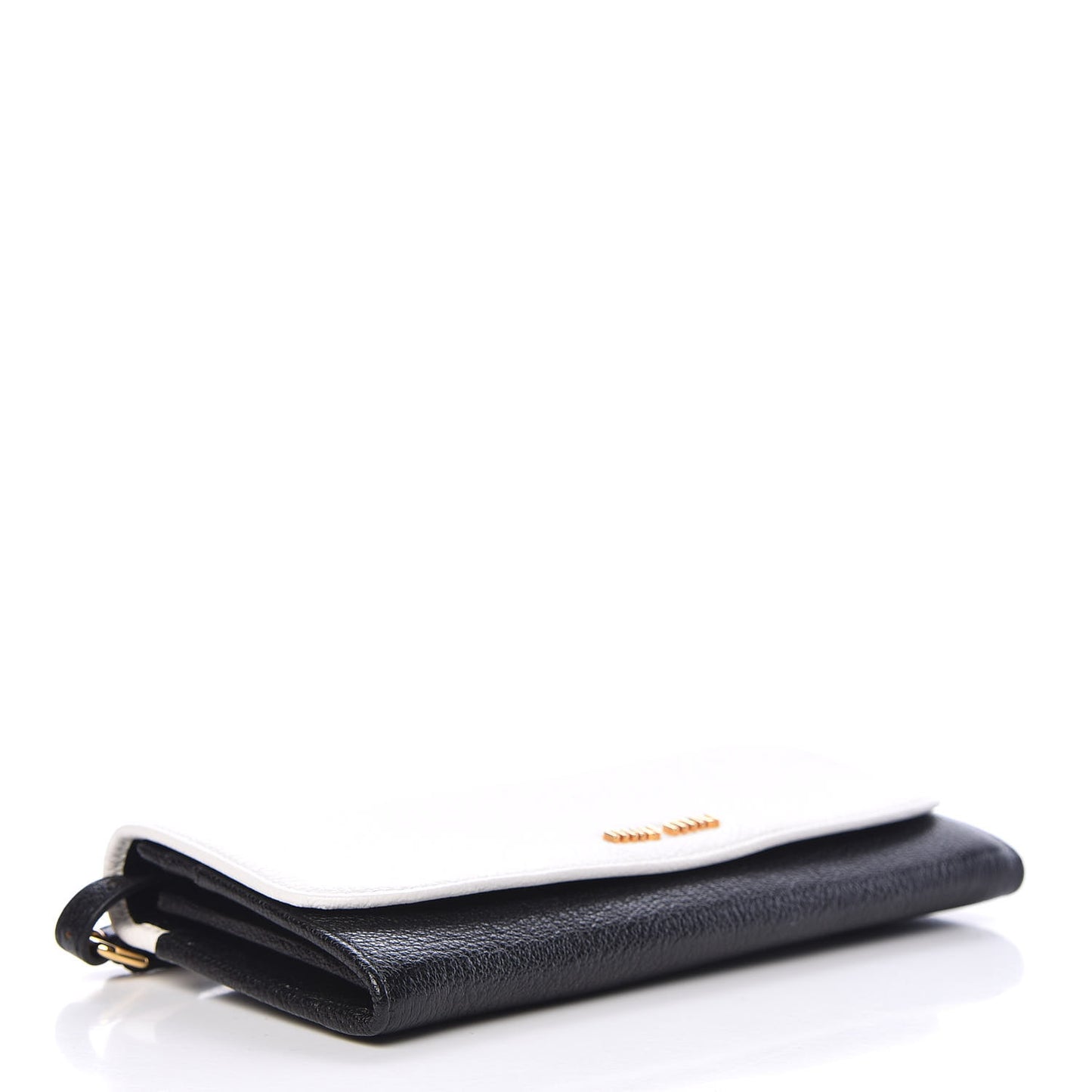 Goatskin Madras Bi-Color Wallet On Chain Black White