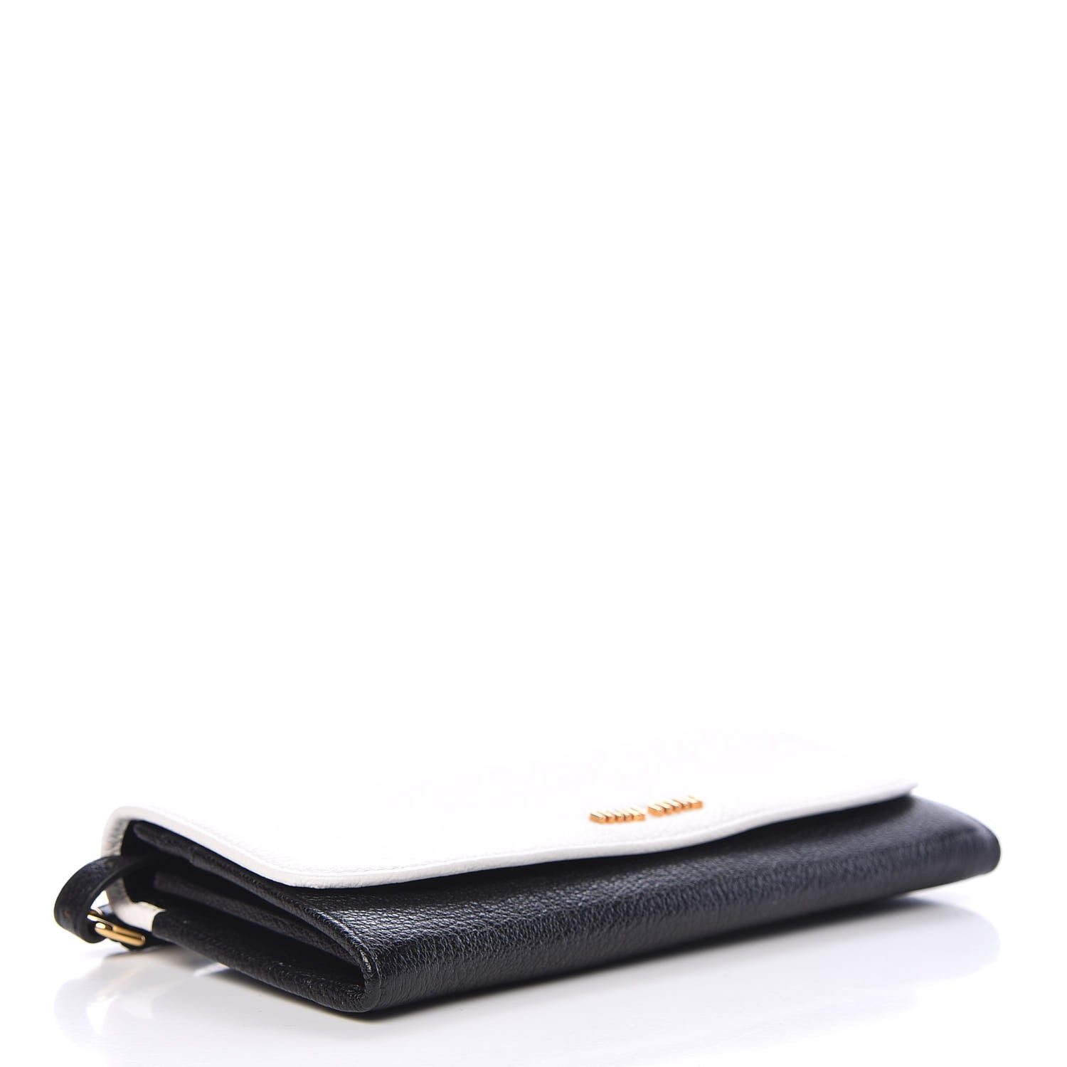 Miu Miu Goatskin Madras Bi-Color Wallet On Chain Black White 4 of 11