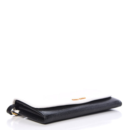 Miu Miu Goatskin Madras Bi-Color Wallet On Chain Black White 4 of 11