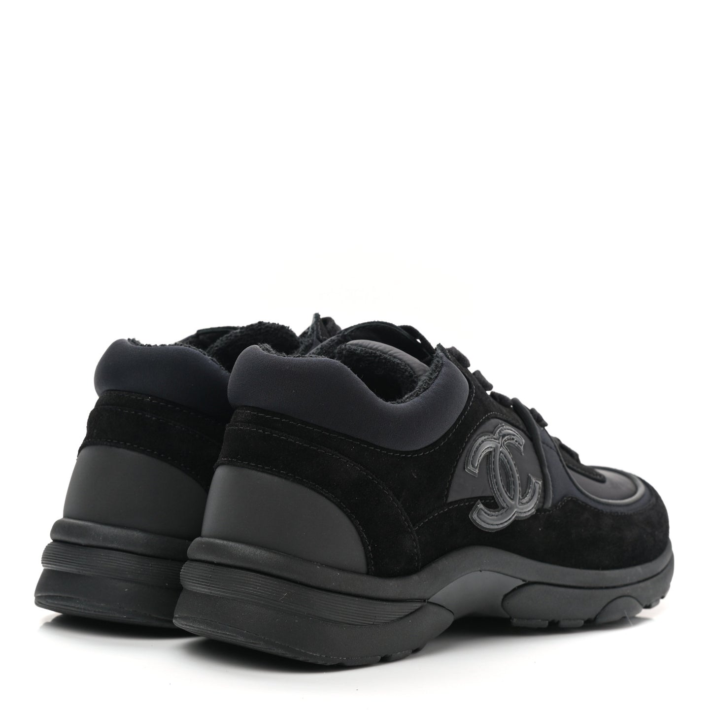 Fabric Calfskin Suede CC Sneakers 38 Black