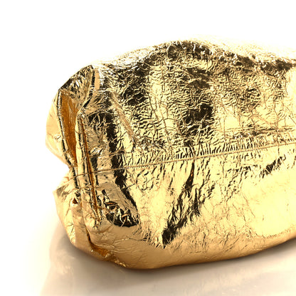 Bottega Veneta Metallic Crinkled Lambskin The Pouch Oversized Clutch Oro 10 of 11