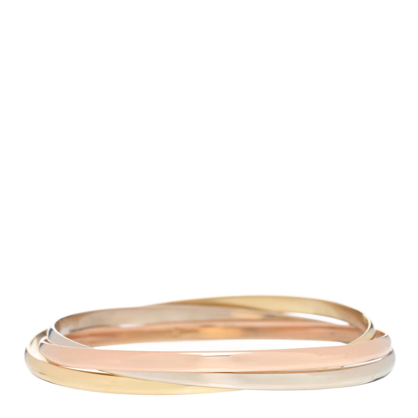 18K Pink Yellow White Gold 3.5mm Trinity Bangle Bracelet