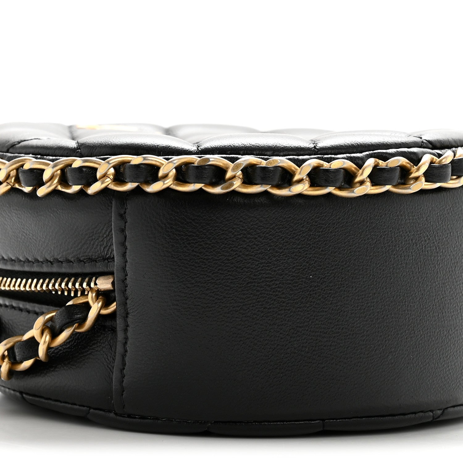 Chanel Lambskin Quilted Chain Around CC Round Clutch With Chain Black 9 of 10