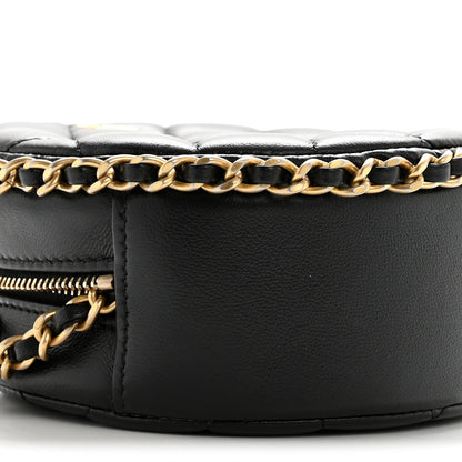 Chanel Lambskin Quilted Chain Around CC Round Clutch With Chain Black 9 of 10