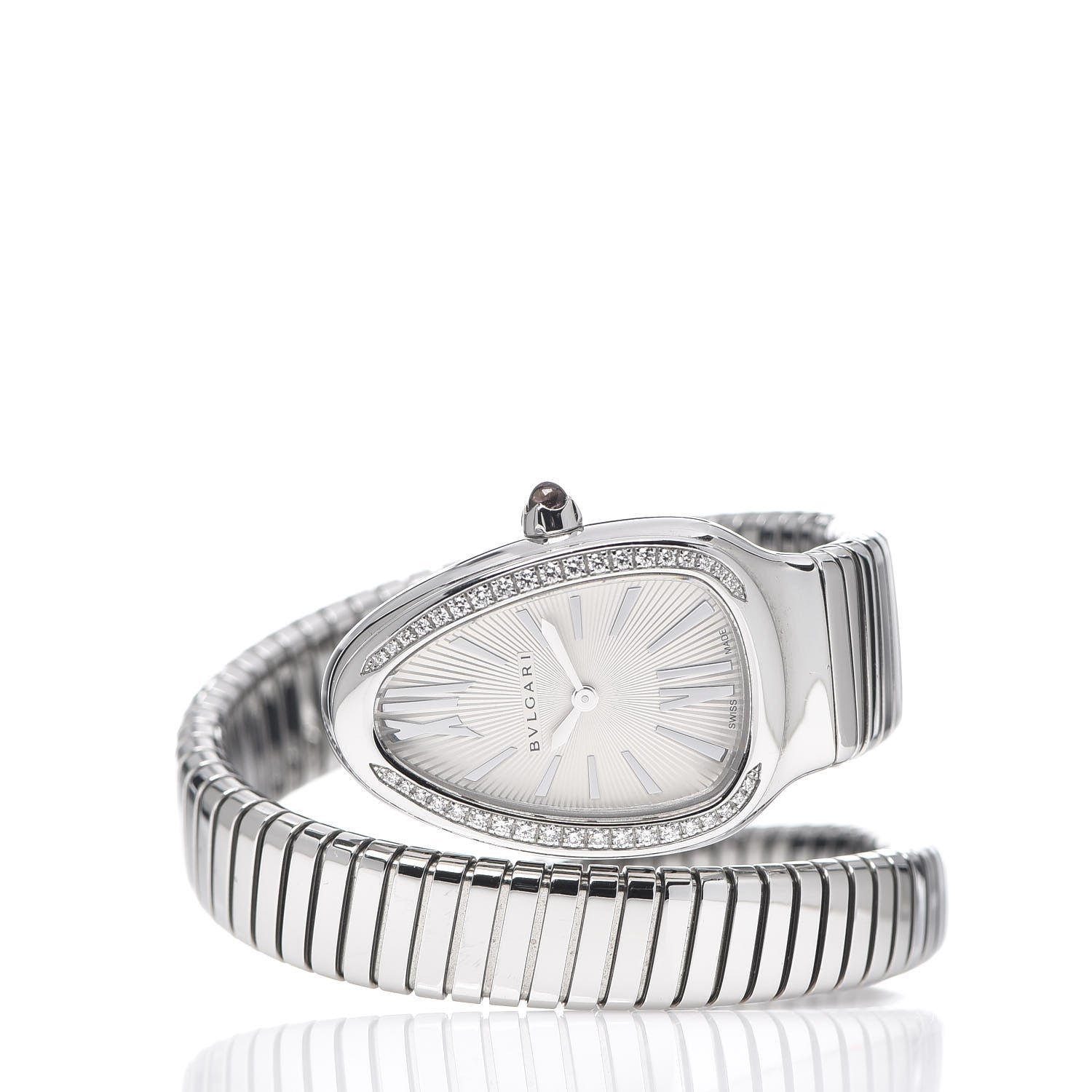 Bulgari Stainless Steel Diamond Bezel 35mm Serpenti Tubogas Quartz Watch 2 of 4