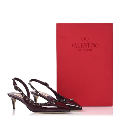 Valentino Garavani Wrinkled Patent Rockstud Half D'Orsay Slingback 85mm Pumps 36 Rubin 14 of 14
