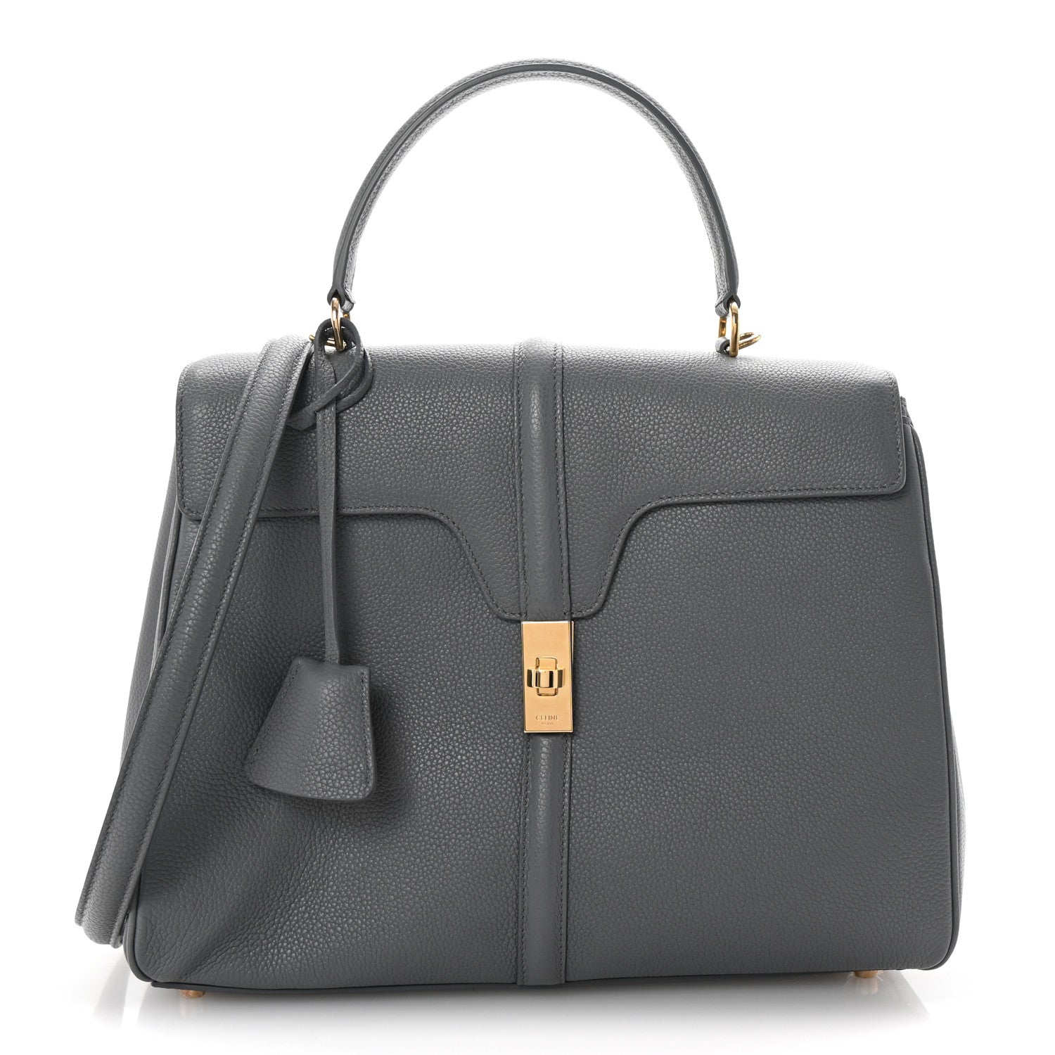 Celine Grained Calfskin Medium 16 Top Handle Bag Grey 1 of 11