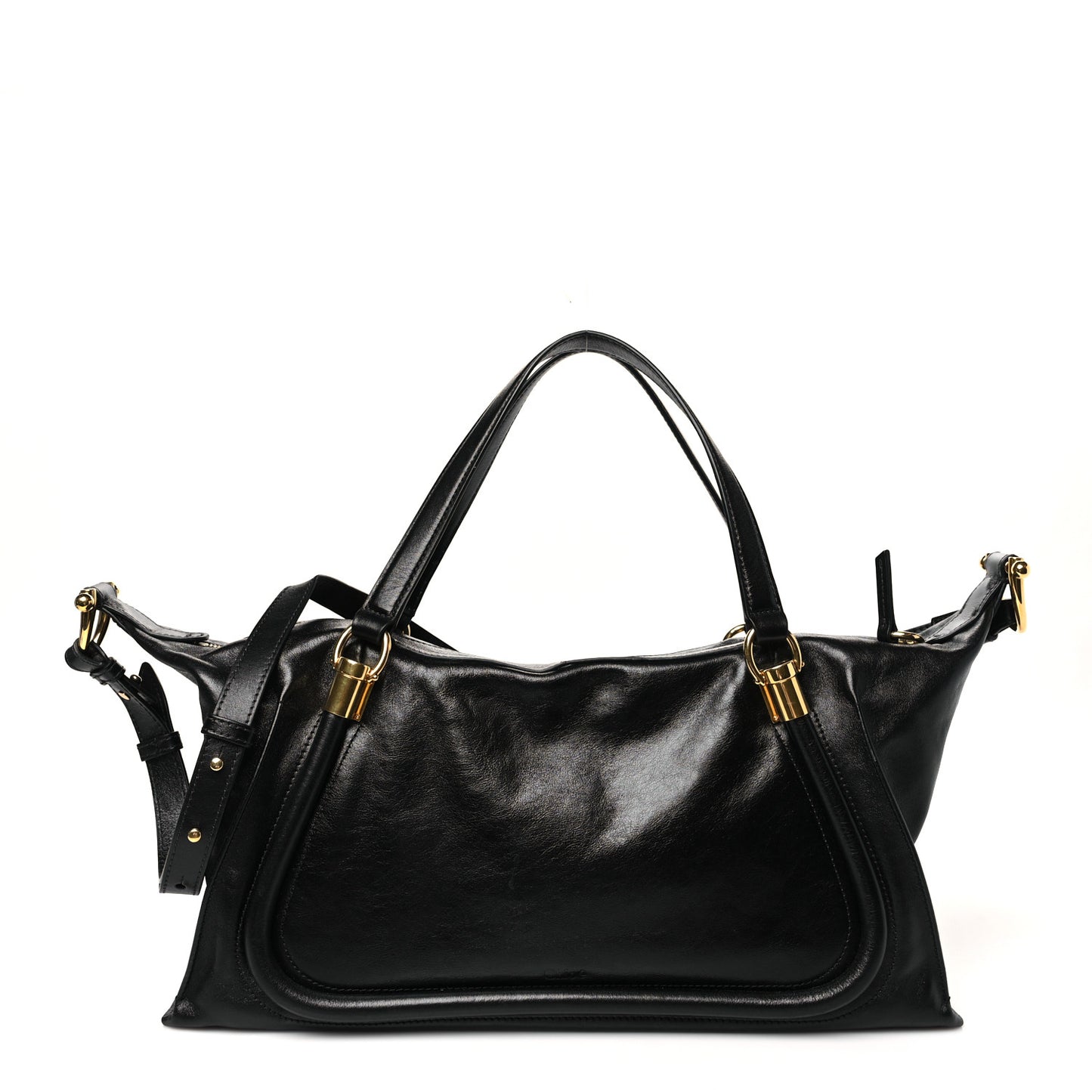 Natural Shiny Calfskin Large Paraty 24 Bag Black